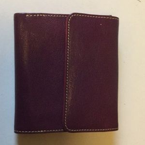 tusk leather wallet purple/inside pink -brand new